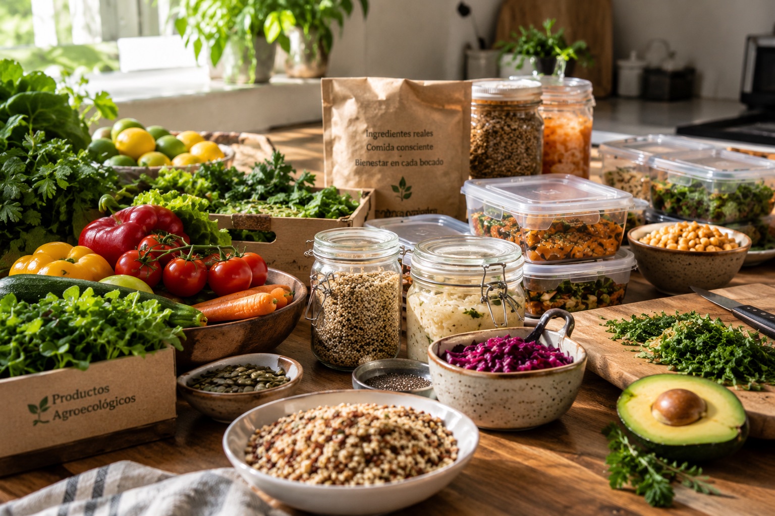 Ingredientes frescos del proceso de cocina de Comida Consentida